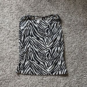 Yves St. Clair  Black & White Zebra-Striped Sequin Tank Top